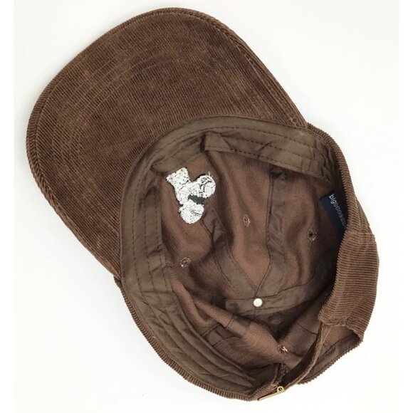 Young Girl Holding a Skull Corduroy Hat Brown Adjustable Strap Gothic Eerie Cap - Picture 7 of 8